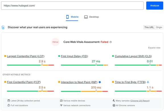 Page Insights example